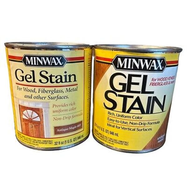 Lot 2 Minwax Wood Gel Stain Antique Maple 1 Quart Multi-Surface 32 fl oz Dented