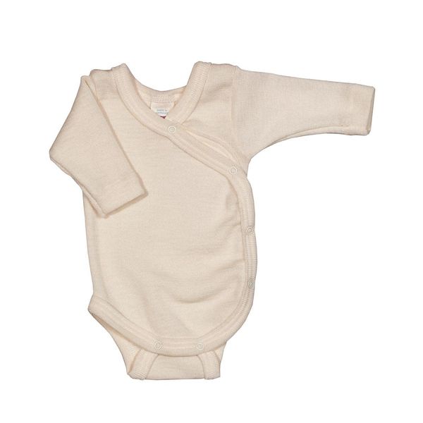 Engel Premature Baby Wrap Bodysuit Long Sleeve Wool Silk Natural Size 44-50 (38, Natural), natural