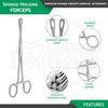Sponge Forceps 7" Straight Smooth Body Piercing Kit Hemostat Clamp German Grade