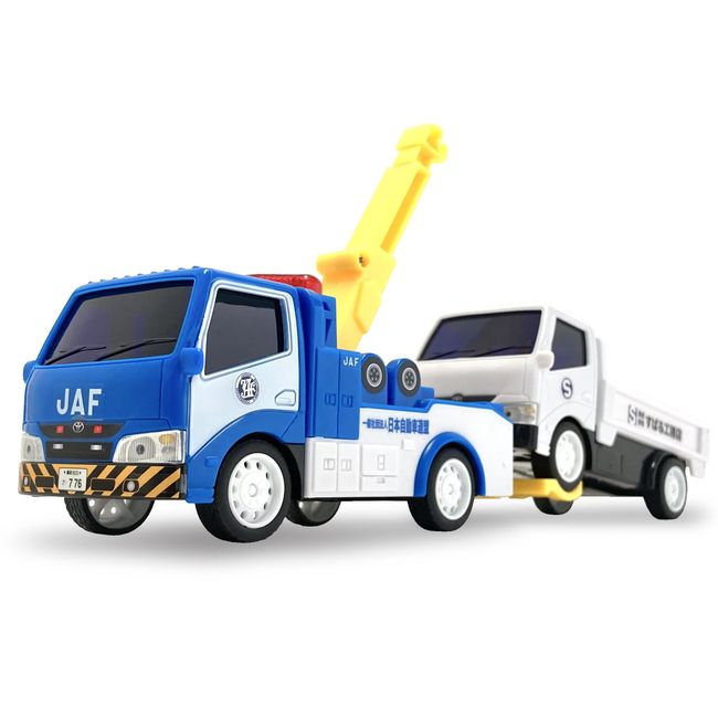 Cool! Tow Truck, Toy, Mini Car, Pull Back, JAF Tow Truck, Includes Crane, 2-Piece Set, Working Car (Crane Tow Truck & Truck Set)