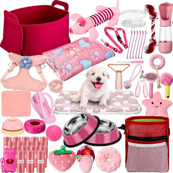 50 Pcs Puppy Starter Kit for Small Dogs Essentials Includes Leash, Bowls, Teeth