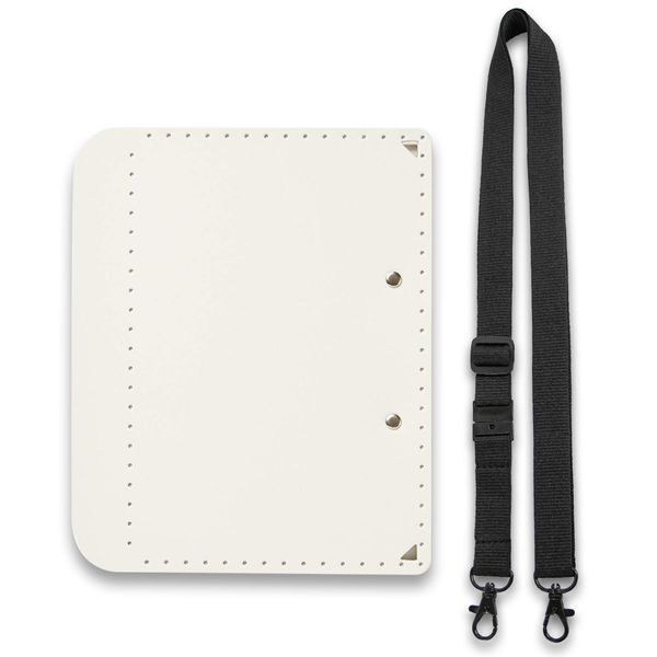 PLUS Foldable A4 Clipboard Plus 83-162, Becomes Size A5 When Folded, White, Custom Strap Included