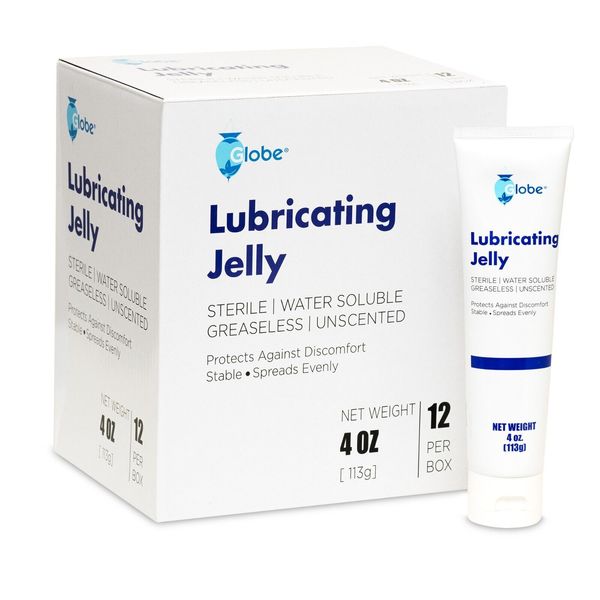 Globe Sterile Lubricating Jelly, 4fl Oz Tube Box of 12, Water Soluble