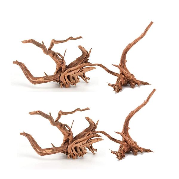 Tfwadmx Natural Driftwood for Aquarium, 4 Pcs Wood Aquarium Decorations Fish Tank Log Reptile Tree Branches