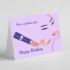 Face silhouette with lipstick birthday card