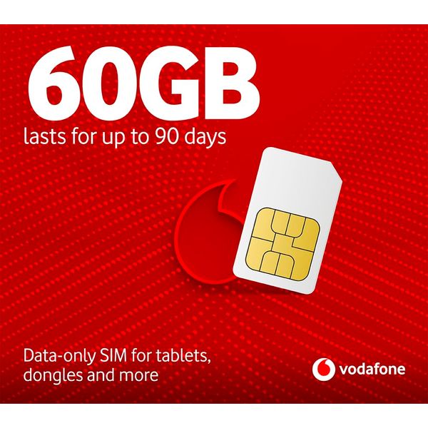 Vodafone Data-Only PAYG SIM Card - 60GB for 90 Days for Tablets and Dongles