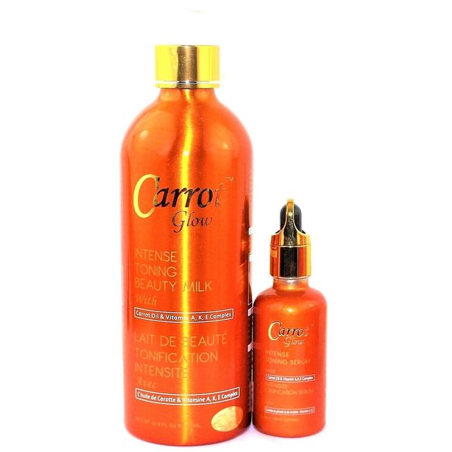 CARROT GLOW INTENSE TONING BEAUTY MILK AND SERUM AND SET OF 2 FREE SHIPPING