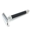 Parker 26C –Black Handle Three Piece Open Comb Double Edge Safety Razor & 5 Premium Platinum Double Edge Razor Blades