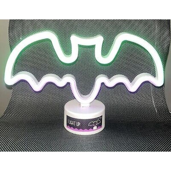 Bat Shape LED Neon Sign Night Light Party Wall Art Decor Halloween with Base