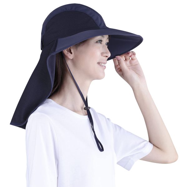 Neck Guard Sun Protection Hat, Navy