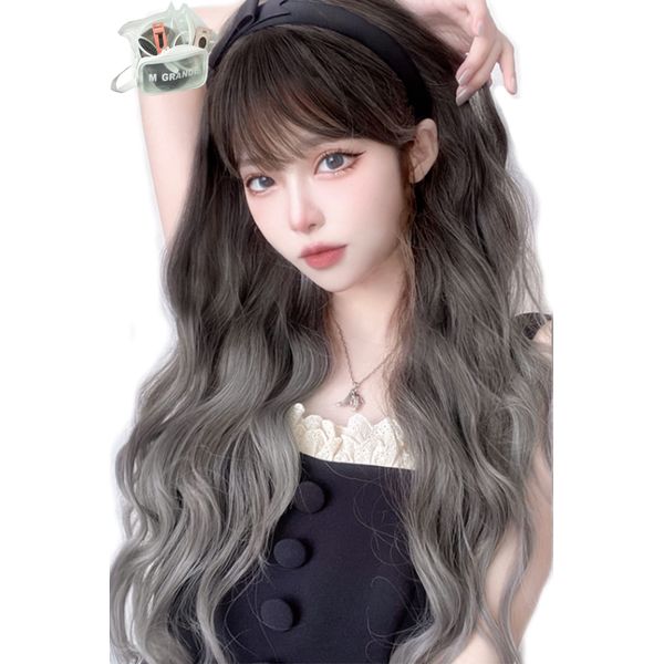 M Grande DY52A Premium Line Wig, Supervised by Top Stylist, 6-Piece Set, Gradient Line, Women's Wig, Bob, Semi-Long, Face Shrinking, (Gray Grad Decal)