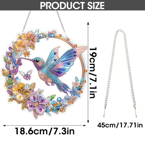 SKRYUIE Hanging Diamond Art Kits for Adults Pendant Bird, Special Shaped Crystal DIY Diamond Painting Kit, Acrylic Board Wreath Pendants Double Sided, Home Decor 7.60 x 7.33 Inch