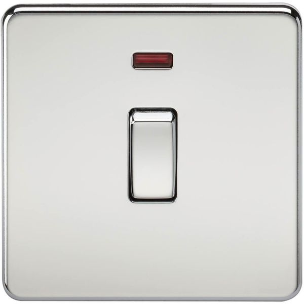 SCREWLESS 20A 1G DP SWITCH WITH NEON - POLISHED CHROME