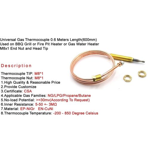 2pcs Propane Heater Thermocouple Sensor For Gas Fridge Fireplace Stove Grill