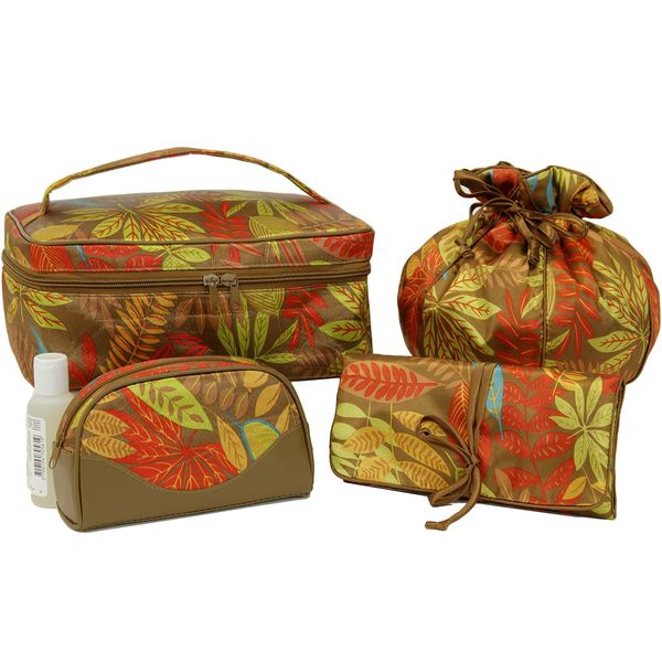 Bucasi Tropical Cosmetic Case Travel Bag Organizer 4 Piece Set