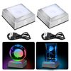 EEEKit LED Light Base for Crystal, 2 Pack 6 Colour Square Light Display Stand for Glass Art (Flat Base & Concave Base)
