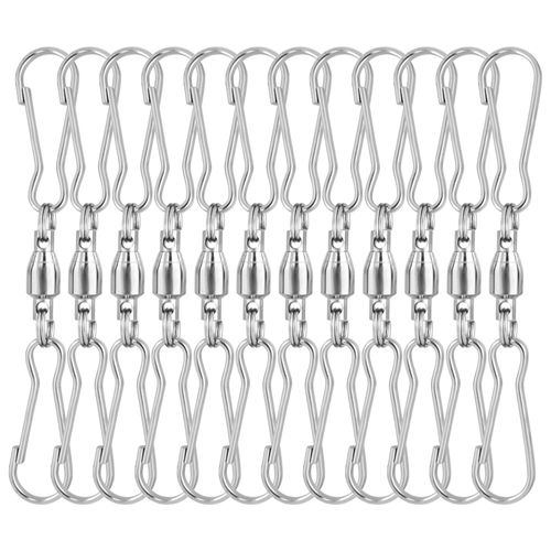 KUUQA 12 Pack Spinning Dual Clip Swivel Hooks for Wind Spinners, Hanging Windsock, Bird Feeders, Wind Chimes Crystal Twisters Party Supply