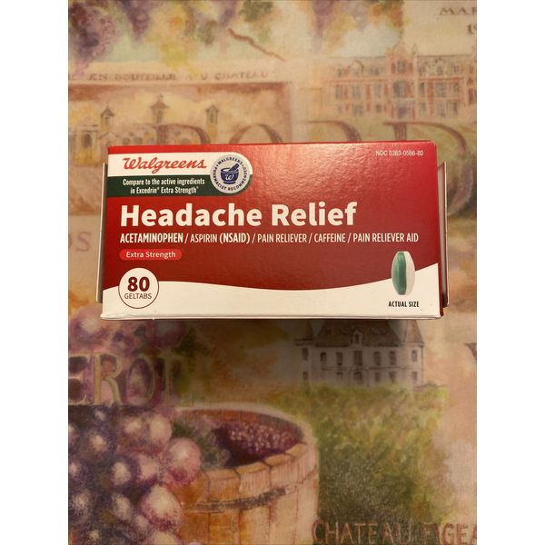 Walgreens Extra Strength Headache Relief 80 Geltabs Compare to Excedrin~ 12/2026