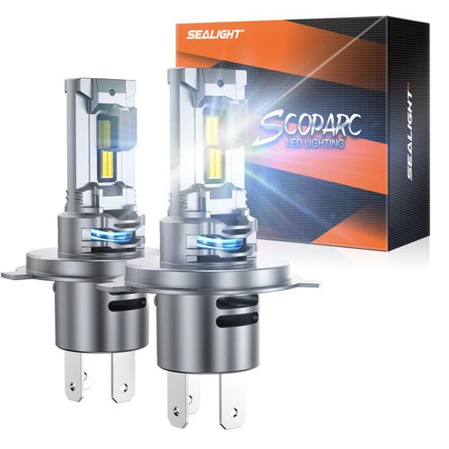 SEALIGHT H4/9003/HB2 Fog Lights Bulb, 40000LM High Power, 6500K Cool White with 14000RPM Cooling Fan, 1:1 Mini Size H4/9003 Bulbs,Plug and Play, Pack of 2