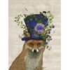 ART.COM Stretched Canvas Print Fox Mad Hatter by Fab Funky, 12" x 16"