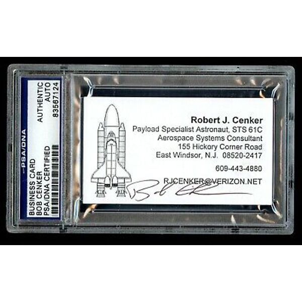 Robert Bob Cenker signed autograph auto NASA Astronaut Business Card PSA Slabbed