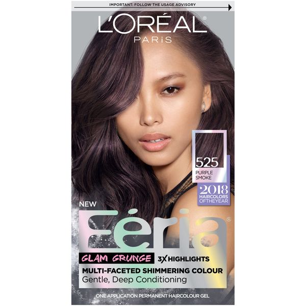 L'Oreal Paris Feria Multi-Faceted Shimmering Permanent Hair Color, 525 Purple Smoke, Pack of 1, Hair Dye