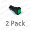 2 PACK - 10mm SQUARE LED PANEL MOUNT LAMP -  GREEN LENS 3VDC-12VDC  #NN10SGR