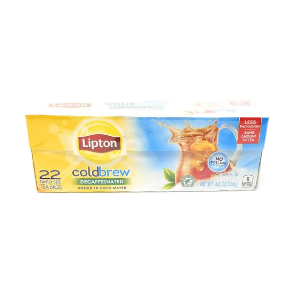 Lipton Black Tea Bags, Cold Brew, Decaf, 22 ct