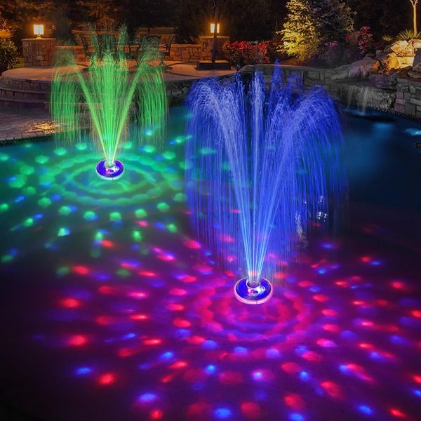 ChlorStar Floating Pool Fountain with Underwater Light Show,Pool Water Fountain Pump for Pond With Rechargeable Battery Powered,2 Modes Spray Pool Waterfall Fountain for Inground Above Ground Pool-1pc