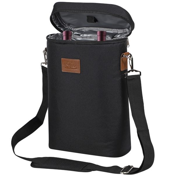 SEKI Shouten Wine Bag, Shoulder Bag, Handbag, 2-Way, Cold Storage Bag, Waterproof Bag, Portable, Wine, Japanese Sake, Champagne, 2.6 gal (2 L) Plastic Bottle, Portable, 25.6 fl oz (750 ml), black, bag