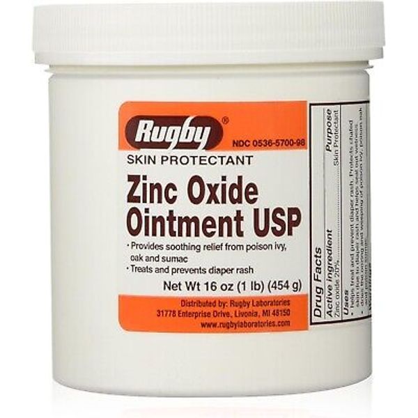 Rugby Zinc Oxide Ointment 20% 1 lb jar
