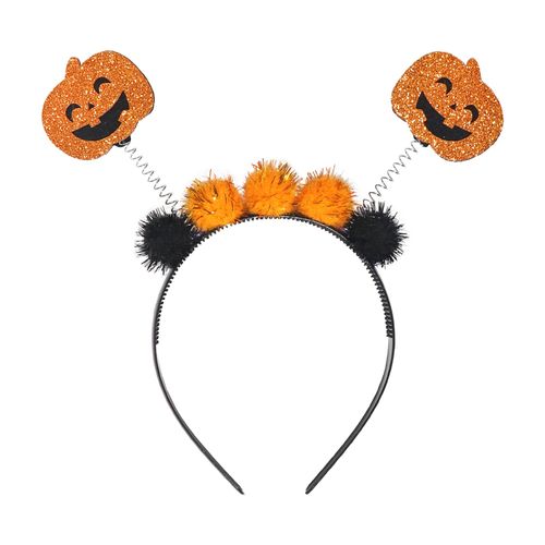 SeBneny Pumpkin Headband Halloween Hairband Pumpkin Head Bopper Glitter Orange Black Ball Halloween Hair Accessories for Women Girls