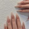 24pcs Long Almond False Nails Nude Stick on Nails Gradient Press on Nails Removable Glue-on Nails Full Cover Acrylic Fake Nails Women Girls Nail Art Accessories