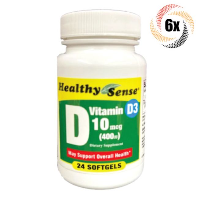 6 Bottles Healthy Sense Vitamin D3 Dietary Supplement Softgels | 24 Per Bottle