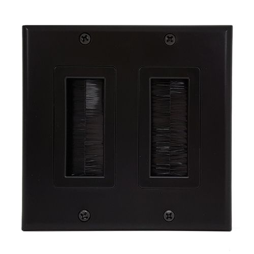 iMBAPrice® Black Dual Gang Decora Brush Wall Plate - Two Gang Wall Plate with Brush Bristles
