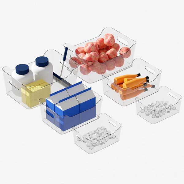 6 Pcs Refrigerator Organizer Bins Pantry Organization and Storage Clear Plastic