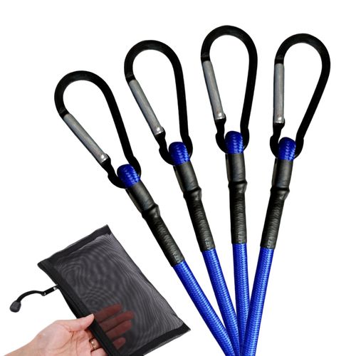 Jogtlyer Bungee Cords with Hooks18in/1.5ft 4pcsBungee Cords Heavy Duty Outdoor Bungie Cord Bundle with Carabiner Hooks Blue Bungee Straps for Tent Luggage Rack Camping Bike Transporting Storage