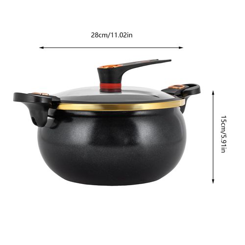 Micro Pressure Cooker,8L Multi-Function Micro Pressure Round Cooking Pot With Non-Stick Pot,Gas Stove/Open Fire Induction Cooker Universal Stew Pot For Homes, Restaurants, Hotels,Etc(Black)