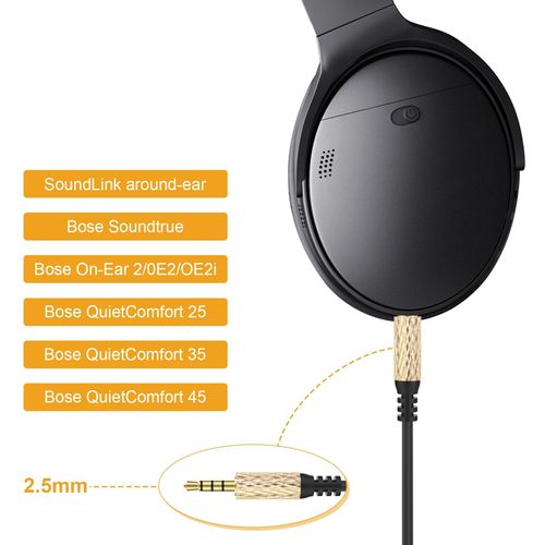 QC45 Coil Cable Replacement Audio Cable Compatible with Bose 700 OE2 OE2i QuietComfort45 QC35II QC35 QC25 Soundlink Soundlink II and SoundTrue Earphones (Black)