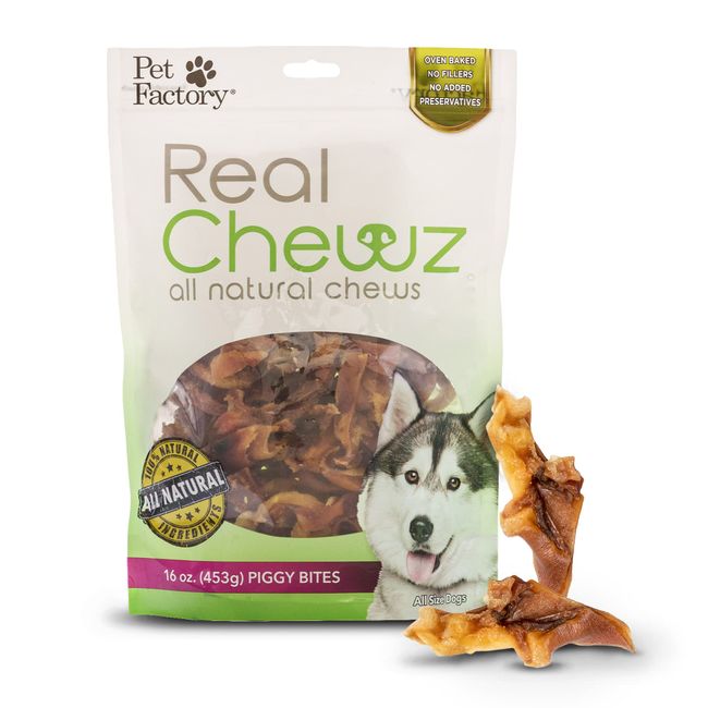 Pet Factory Real Chewz Piggy Bites Dog Chew Treats, 100% All-Natural - 16 oz