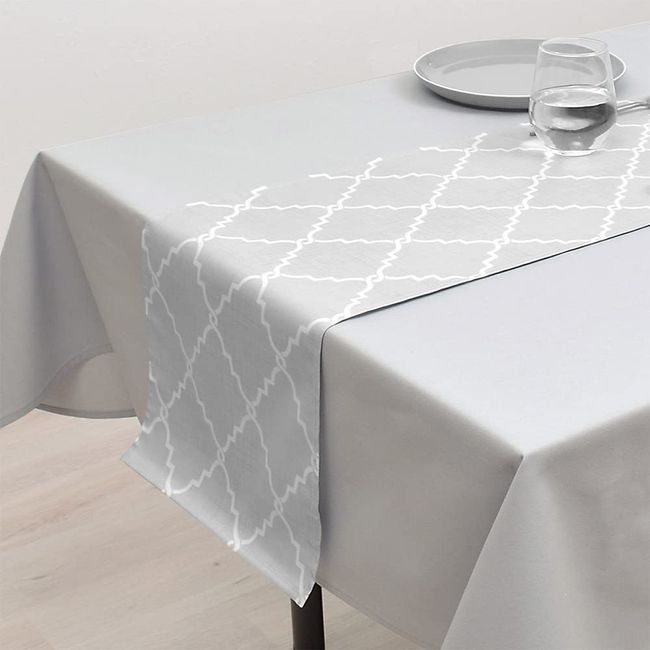 W2701300 Laminated Table Runner, Waterproof, Scandinavian Table Center, 39.4 inches (100 cm), Wipable, Gray, Simple, Stylish, Style Decor