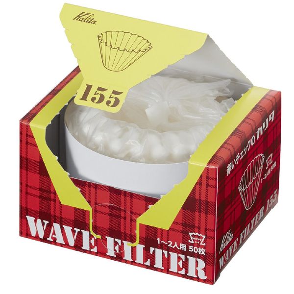 Kalita Wave Series KWF-155 #22211 Coffee Filters, White, Serves 1-2 People, 50 Filters/Box