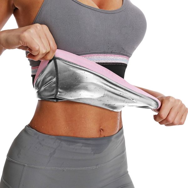 JBT Waist Trainer for Women Sauna Suit Waist Trimmer for Women Tummy Control Sequins Sauna Belt Lower Belly Fat (Silver, XXXL)