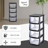Juggernaut Storage Clear Plastic 4 Drawer Home Storage Tower with Black Frame