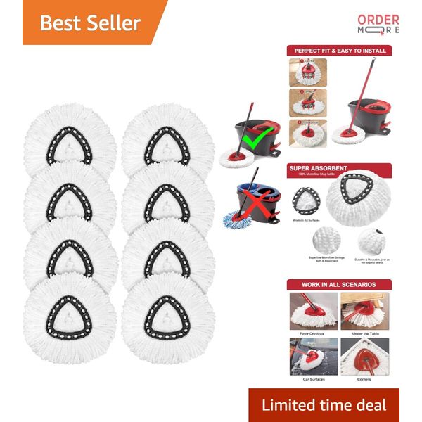8 Pack Microfiber Spin Mop Replacement Heads for Floor Tile Tile & More