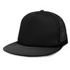 Flat Billed Trucker Cap with Mesh Back in Black