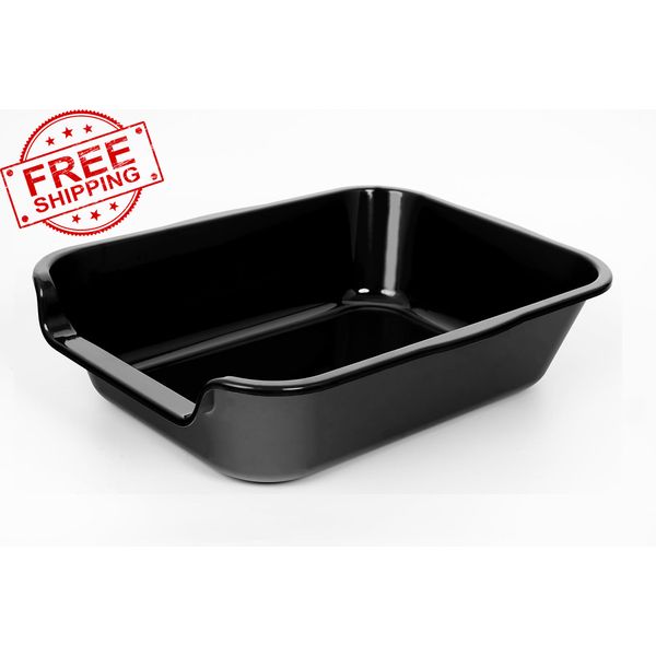 Small Cat Litter Box for Geriatric Kitty Pet Safe Litter (ABS): Black, 20"x15.5"