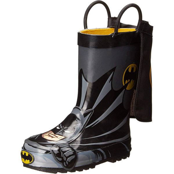 Western Chief Boys Waterproof Printed Rain Boot with Easy Pull on Handles - Batman Everlasting, 11 M US Little Kid