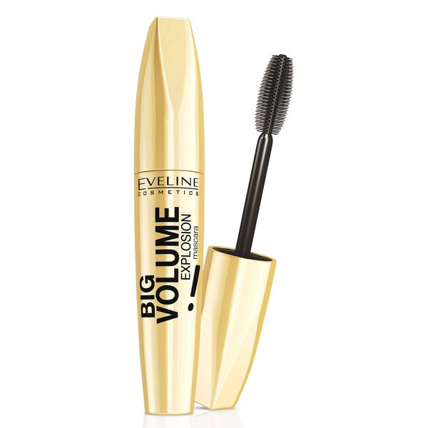 Eveline Cosmetics Big Volume Explosion Eyelash Lengthening Mascara Deep Black | 11ML | Innovative Extension Big BrushTM | Stronger Perfectly Separated Eyelashes | Long Lasting Smudge-Proof Effect