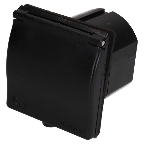 AB Tools 230v Mains 16A Flush Inlet Socket Black Caravan Motorhome Trailer Hook Up